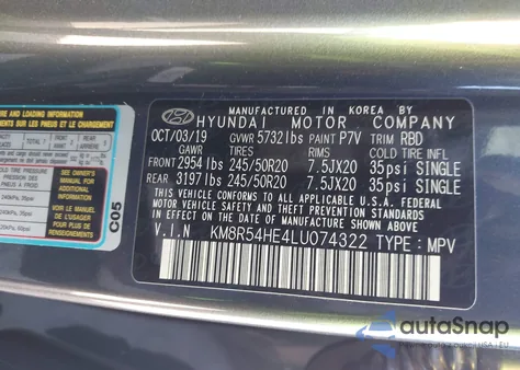 2020 Hyundai Palisade Limited from USA, damaged, VIN KM8R54HE4LU074322